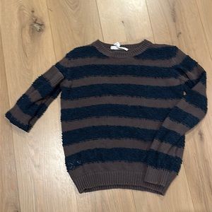 BCBGeneration Dark Grey and Navy Stiroe Striped Sweater